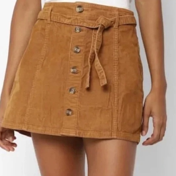American Eagle Outfitters Corduroy A Line Belted Skirt Womens 12 - Picture 7 of 7